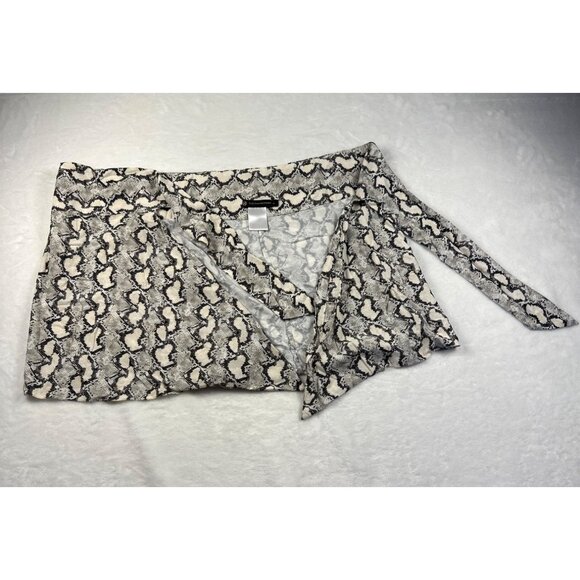 Vix PaulaHermanny Snake Print Wrap Mini Skirt Sz M – Adjustable Tie Waist - Picture 7 of 11